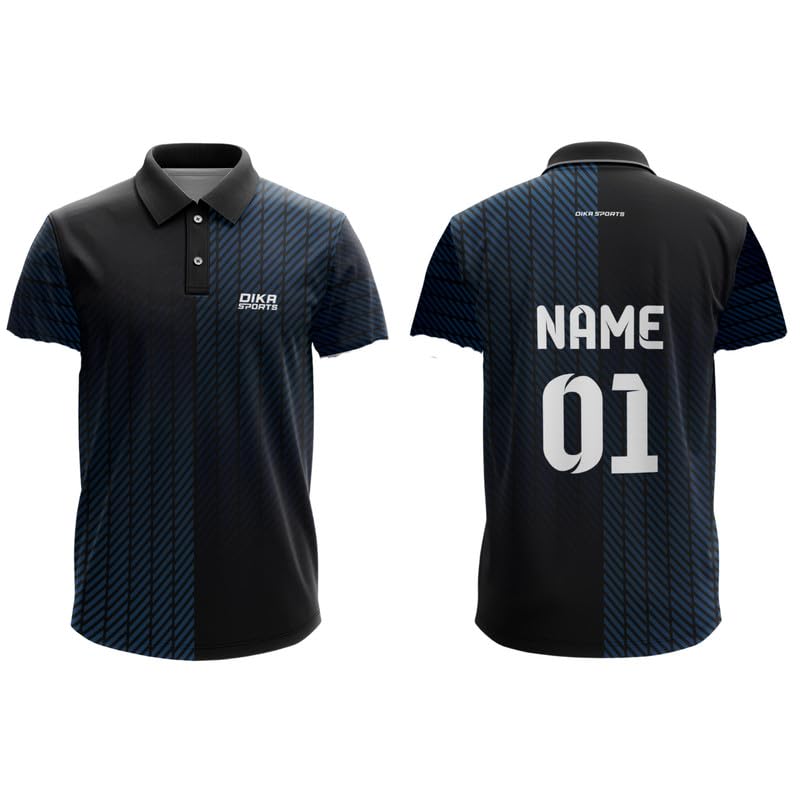 Dika Sports Custom Name Number Cricket Player Jersey T-Shirt For Men | 2 Year To 5Xl Black