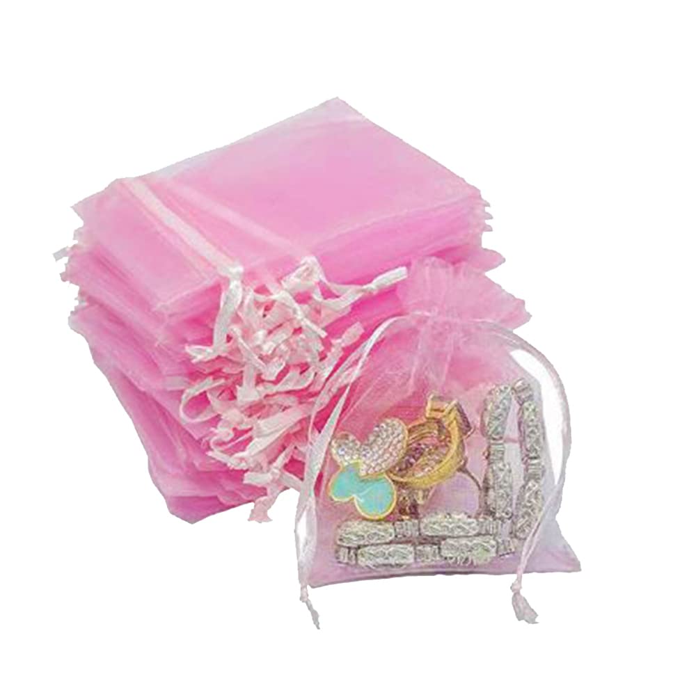 Avanti Creation Sheer Organza Bags, Wedding Favor Bags with Drawstring, Jewelry Gift Bags for Party, Pink Potli Pouch Festival,n