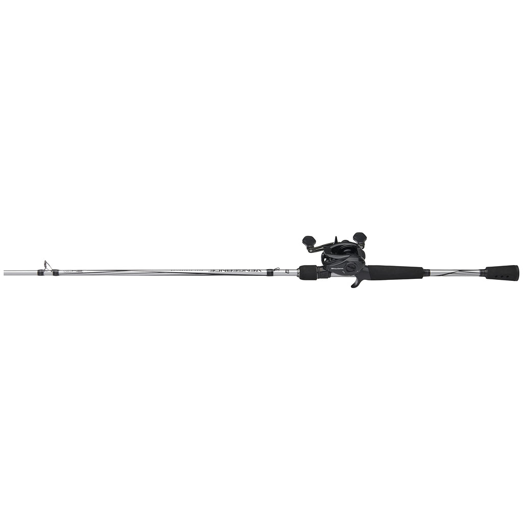 Abu Garcia Vengeance Low Profile Baitcast Reel And Fishing Rod Combo, Black/Silver, 7' - Medium Heavy - 1Pc- Right-Handed