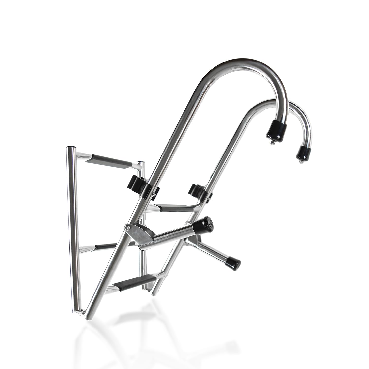 MARINE CITY Stainless Steel Anti-Slip 2+2 Step Folding Telescoping Dock Ladder - Ideal for Marines, Boats, Yachts, Swimming Pool