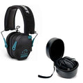 Walker's Razor Slim Shooter Black and Teal Electronic Hunting Folding Hearing Protection Earmuffs with 23dB NRR and Black Shockp