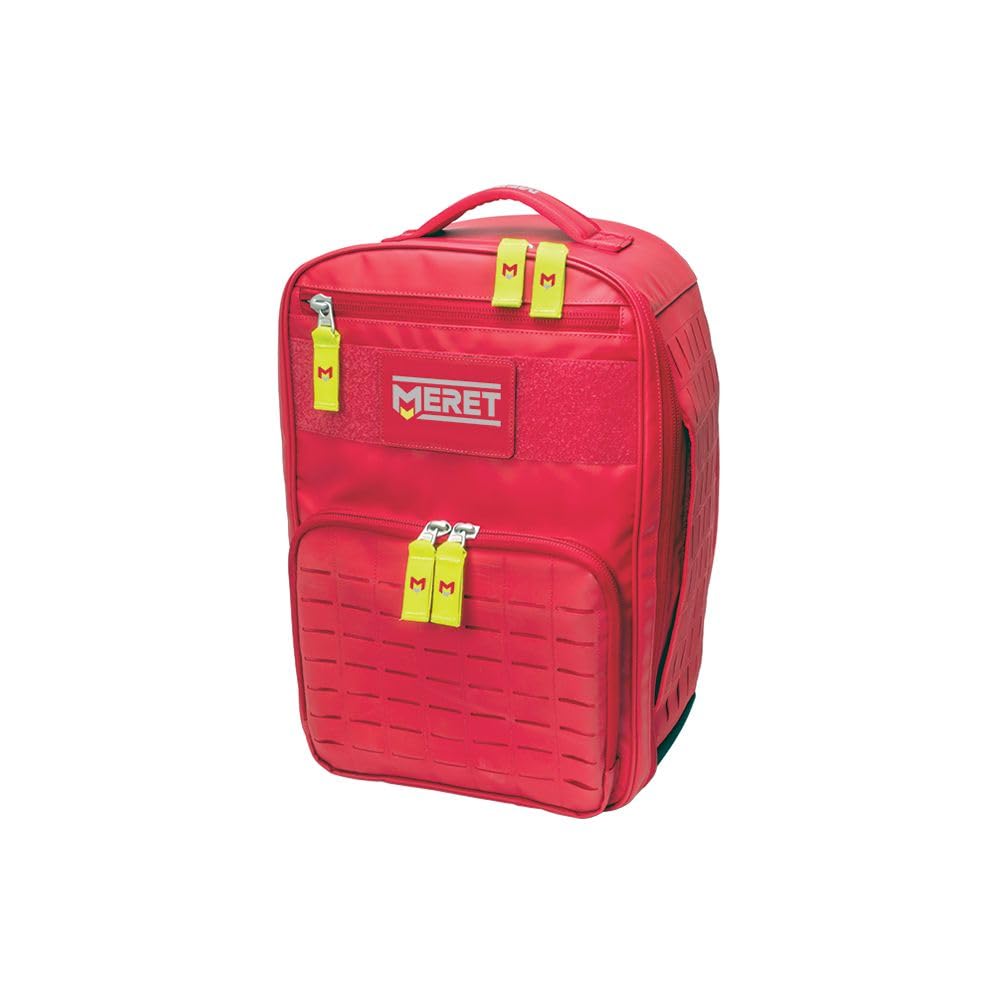MERET V.E.R.S.A. PRO X EMS Backpack (Red) - Modular ALS BLS Trauma Bag with Durable Material, Laser Cut MOLLE, Padded Harness Sy