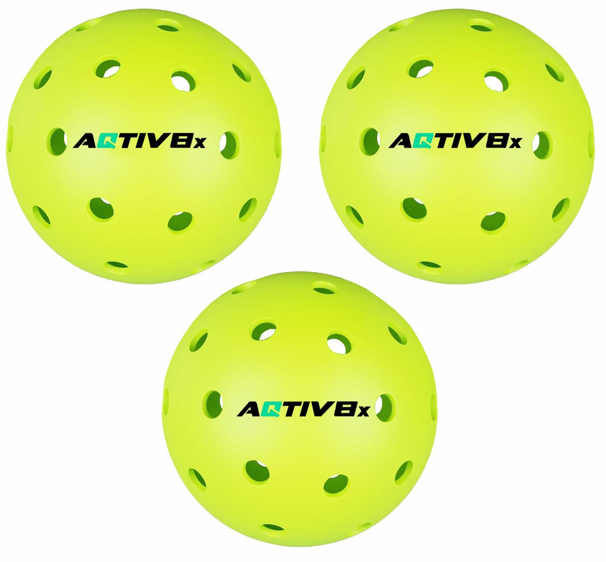 Aqtiv8X Pickleball Balls, 40 Holes Pickle Balls Pack Of 3 Pieces For Outdoor Indoor Sports Play, High Bounce Durable Pickleballs