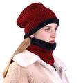 Pinkit WomenS 2 Pieces  Cap And Scarf  Imported Soft Warm Snow And Air Proof Fleece Knitted Inside Fur Cap (Red)