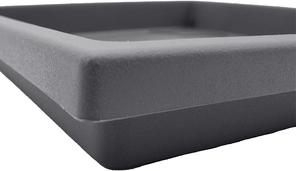 The Hc Companies 14 Inch Accent Square Plastic Plant Saucer - Indoor Outdoor Plant Trays For Pots - 14X14X18, Warm Gray