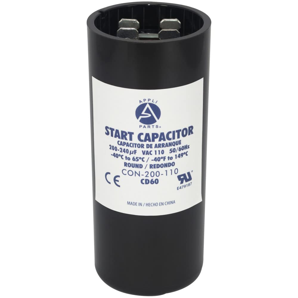 Appli Parts Motor Start Capacitor 200-240 Mfd (Microfarads) Uf 110-125 Vac Universal Fit For Electric Motor Applications 1-716 I