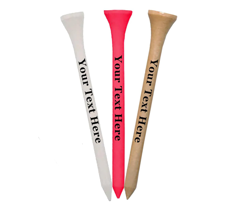 100 Count Personalized 2 3/4'' Pink Wooden Golf Tees Upload Your Own Text