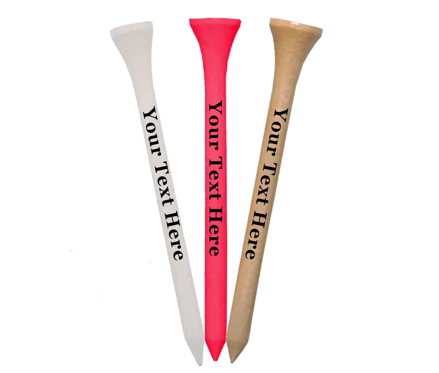 100 Count Personalized 2 3/4'' Pink Wooden Golf Tees Upload Your Own Text