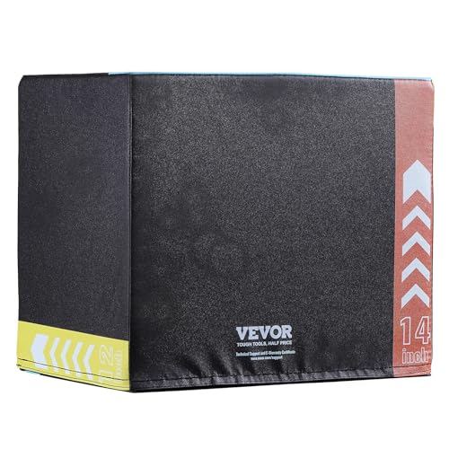 Vevor 3 In 1 Plyometric Jump Box, 16/14/12 Inch Cotton Plyo Box, Platform & Jumping Agility Box, Anti-Slip Fitness Exercise Step