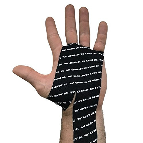 Wod&Done Custom Hand Protection Athletic Tape Grips For Pullups, Functional Fitness, Gymnastics (Black, 20Pk)