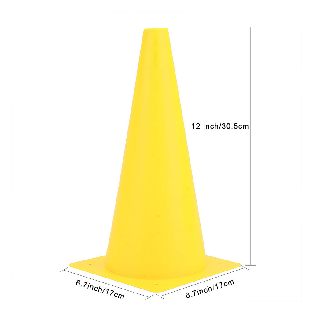 12 Inch Yellow Traffic Training Cones, Plastic Safety Parking Cones, Agility Field Marker Cones For Soccer Basketball Football D