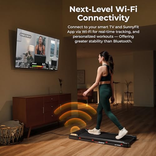 Sunny Health & Fitness Treadpad 100 Smart Walking Treadmill - Compact, Portable, Under Desk, No Assembly, Wifi & Bluetooth Sunny