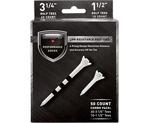 Maxfli Performance Series Low Resistance 3.25'' & 1.5'' White Golf Tees - 50 Pack