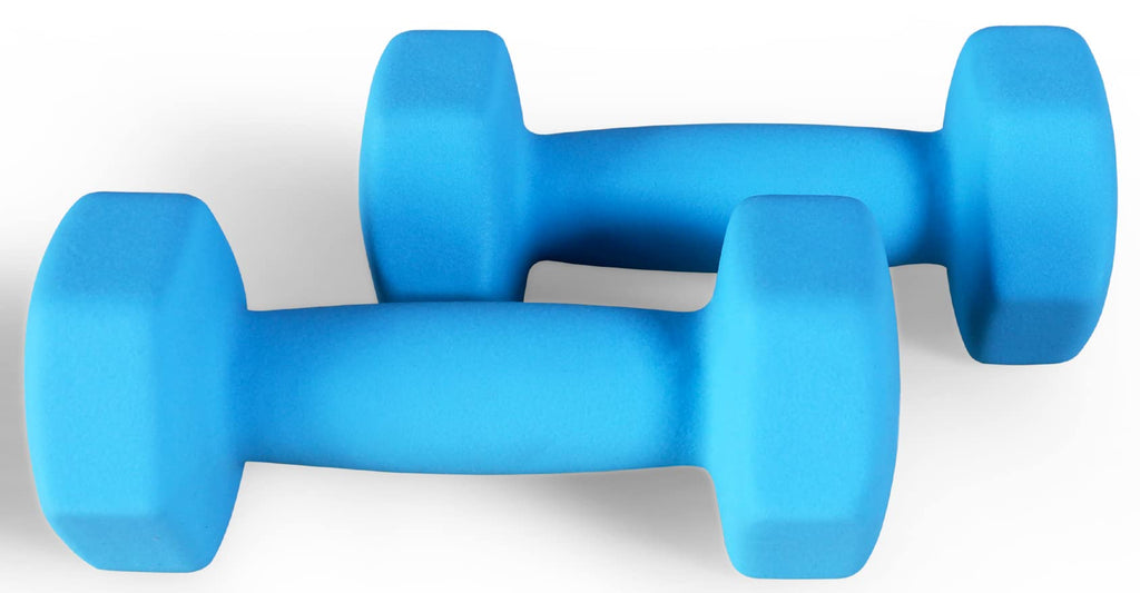 Fitvids Neoprene Dumbbell Hand Weights, Anti-Slip, Anti-Roll, Hex Shape Colorful, 6-Pound, Pair