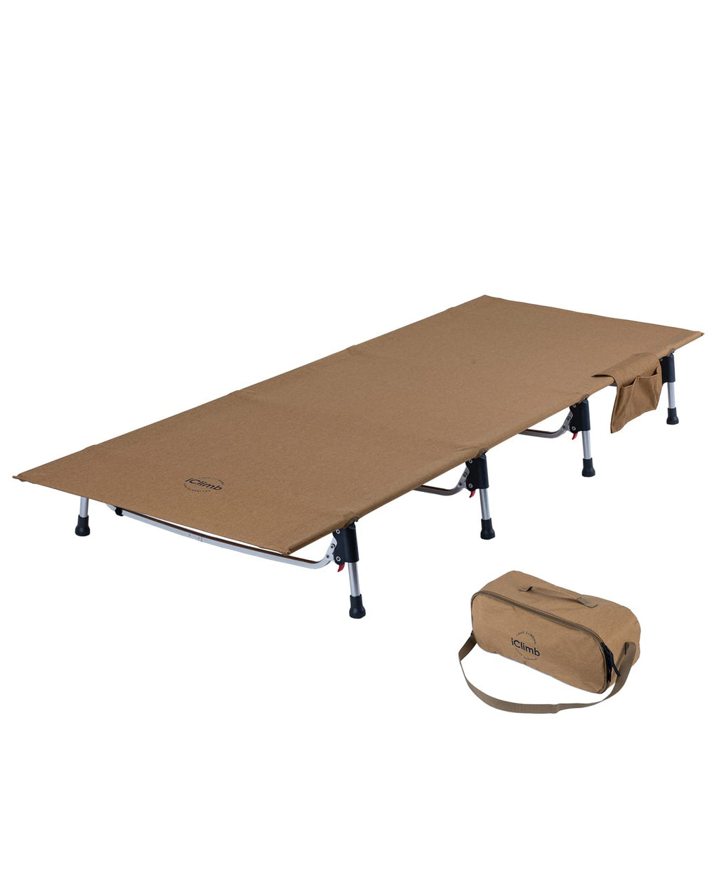 Iclimb Super Easy Assemble Folding Cot Ultralight Compact Heavy Duty With Carry Bag For Adults Camping Backpacking (Brown)