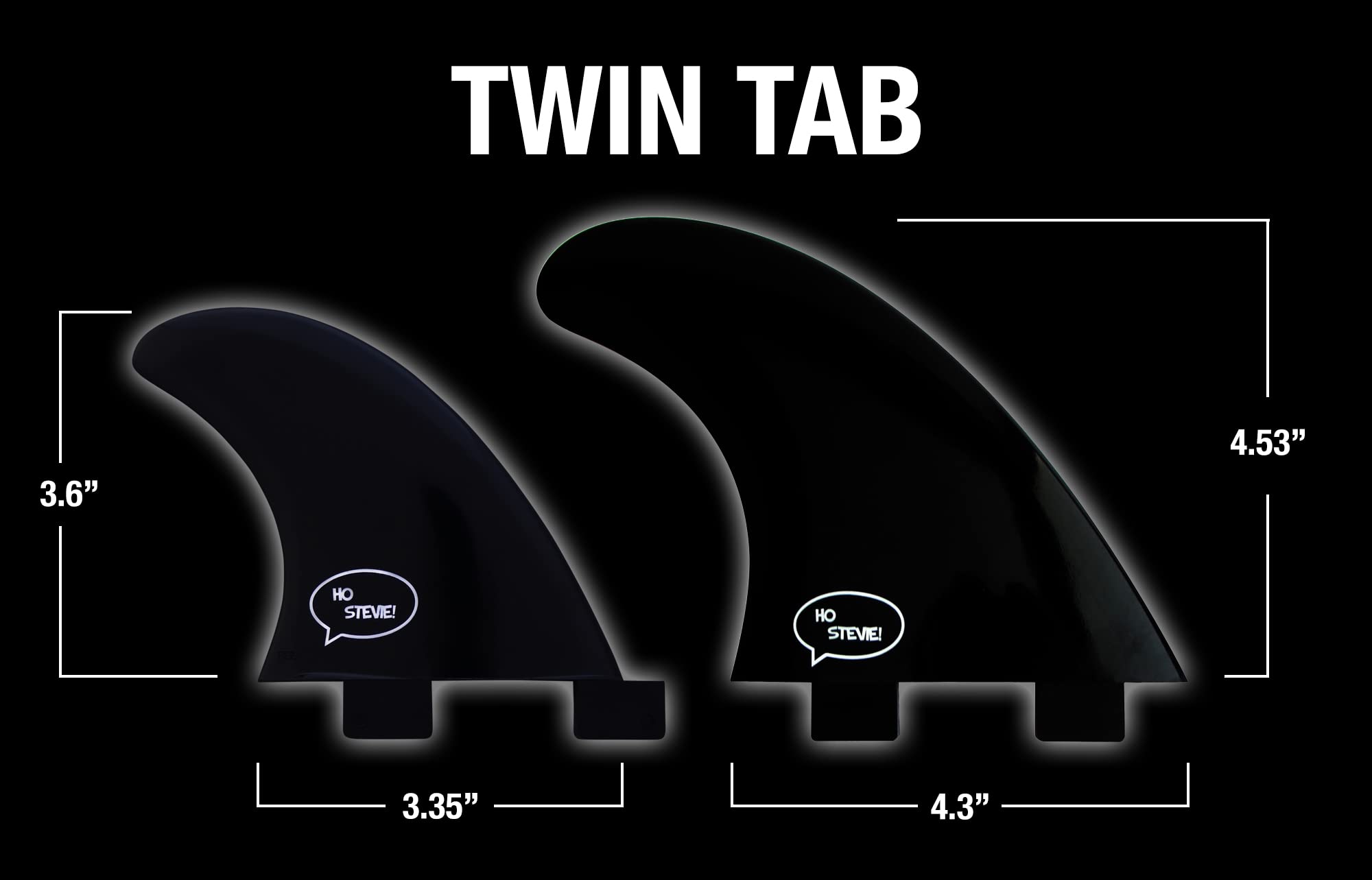 Ho Stevie! Frp Quad (4) Surfboard Fins - Stronger Than Regular Nylon Fins - Includes Fin Bag, Screws, Wax Comb And Fin Key (Blac