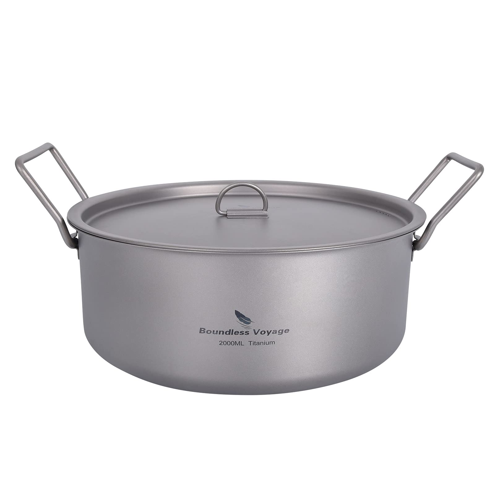 Boundless Voyage Outdoor Camping Titanium Pot 2L Stockpot With Lid Folding Handle Hiking Picnic Portable Big Capacity Soup Pot H