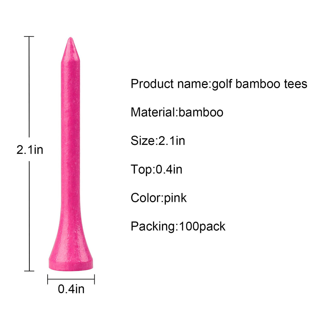 Mykuja Pink Bamboo Golf Tees 2 1/8 Inch Pack Of 100Pink Golf Teeswomen Pink Golf Bamboo Tees(54Mm Pink)