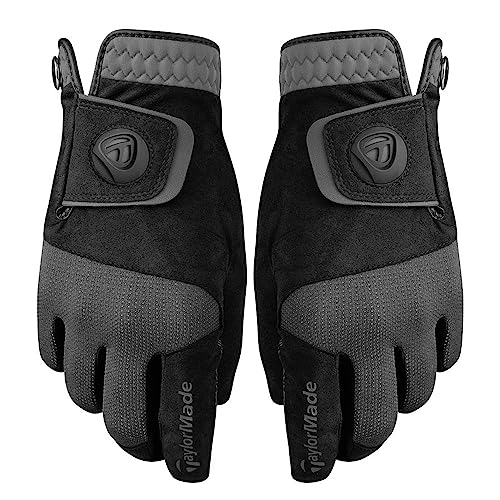 Taylormade Golf Rain Control Glove (Black/Gray, Large), Black/Gray(Large, Pair)