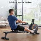 Dripex Rowing Machines for Home Use, Rowing Machine Magnetic Rower, 16 Levels of Workout Resistance, Max 350 LBS, Dual Slide Rai