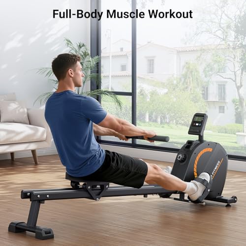 Dripex Rowing Machines for Home Use, Rowing Machine Magnetic Rower, 16 Levels of Workout Resistance, Max 350 LBS, Dual Slide Rai