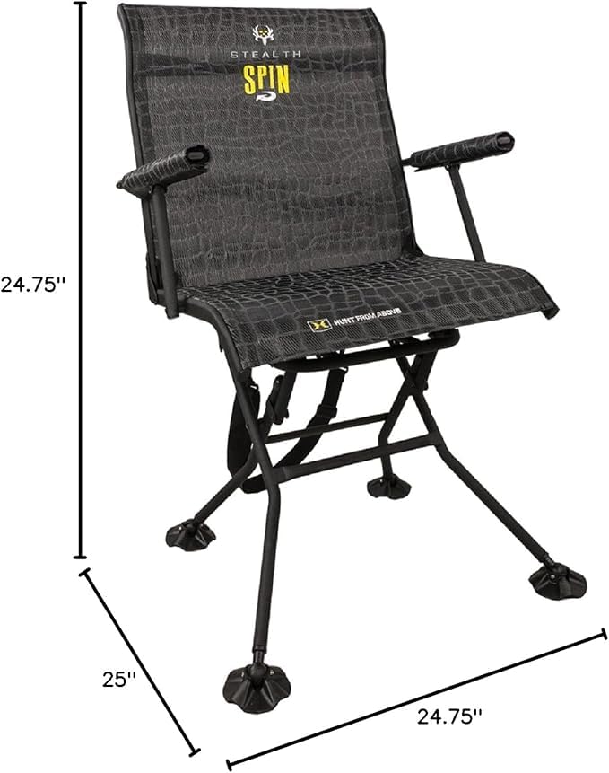 Hawk Stealth Spin Chair - Silent, Comfortable, Swiveling, Portable Chair For Camping, Hunting, Fishing, Backpacking, And More (B