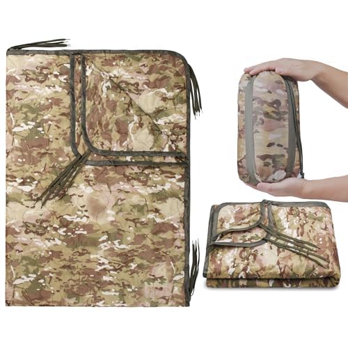 Mirzoyan Woobie Blanket, Military Poncho Liner Camo Insulated Camping Woobie Blanket For Outdoor Hiking (Yellow-Cp)