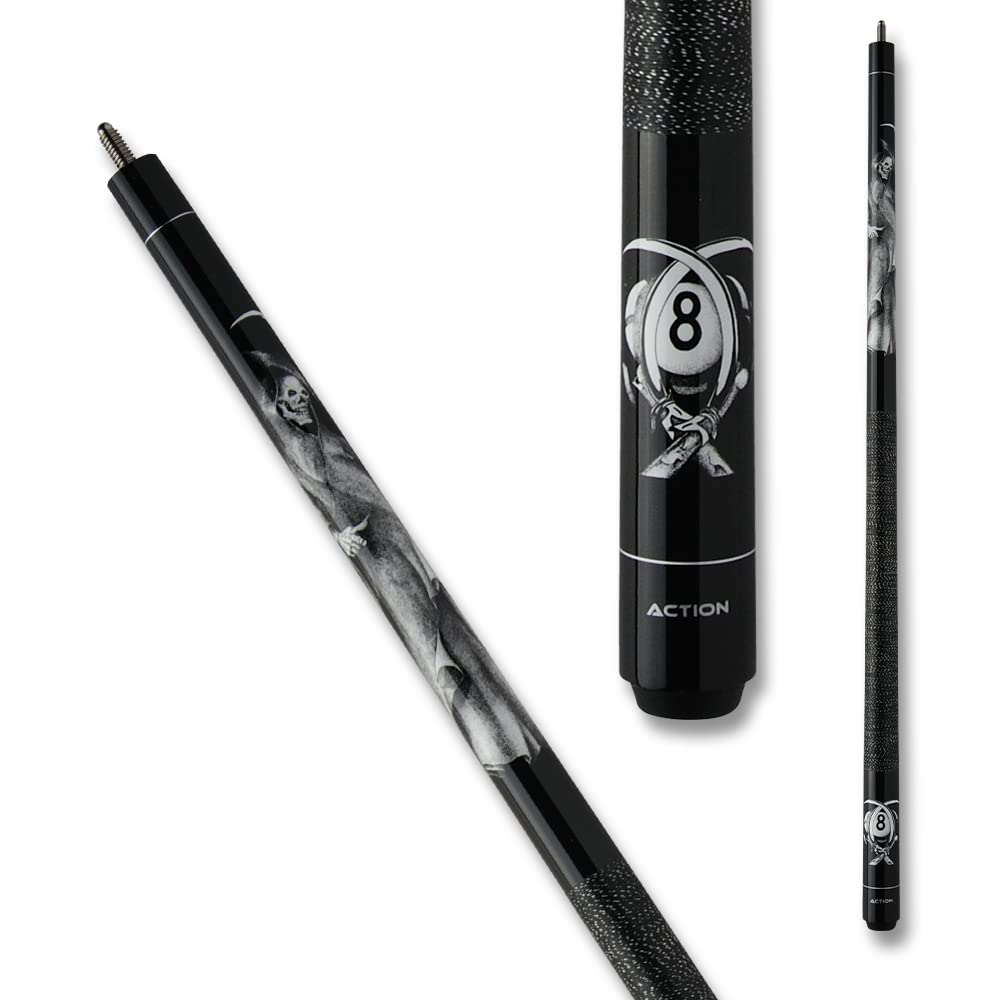 Action Adventure Billiards Pool Cue Stick - Black Reaper - 18Oz