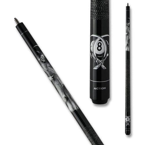 Action Adventure Billiards Pool Cue Stick - Black Reaper - 18Oz