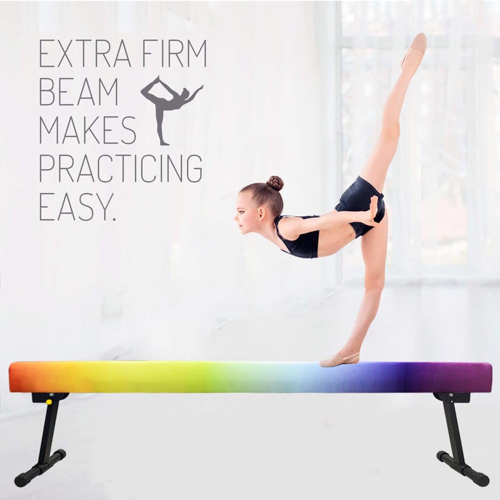 86 York 8Ft Gymnastics Balance Beam, High And Low Floor Beam Gymnastics Equipment For Kids/Adults,Gymnastics Beam For Training,P