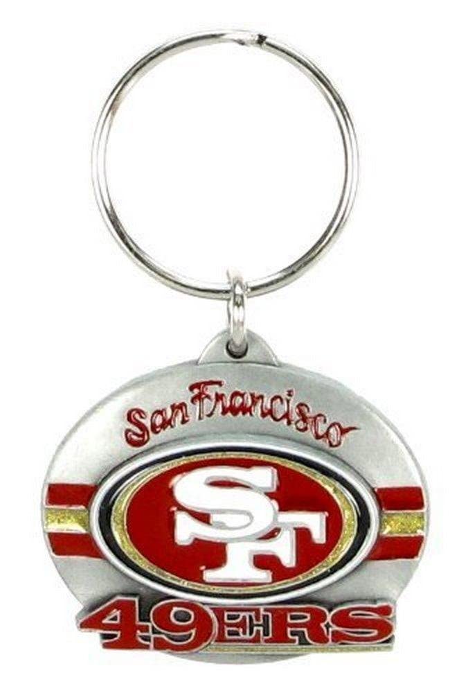 Siskiyou Sports Nfl San Francisco 49Ers Oval Carved Metal Key Chain,Red