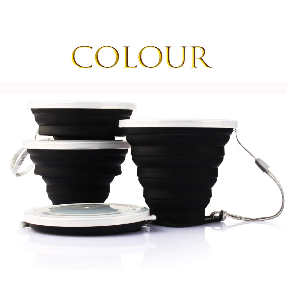 Me.Fan Silicone Collapsible Travel Cup - Silicone Folding Camping Cup With Lids - Expandable Drinking Cup Set Of 4- Portable, Gr