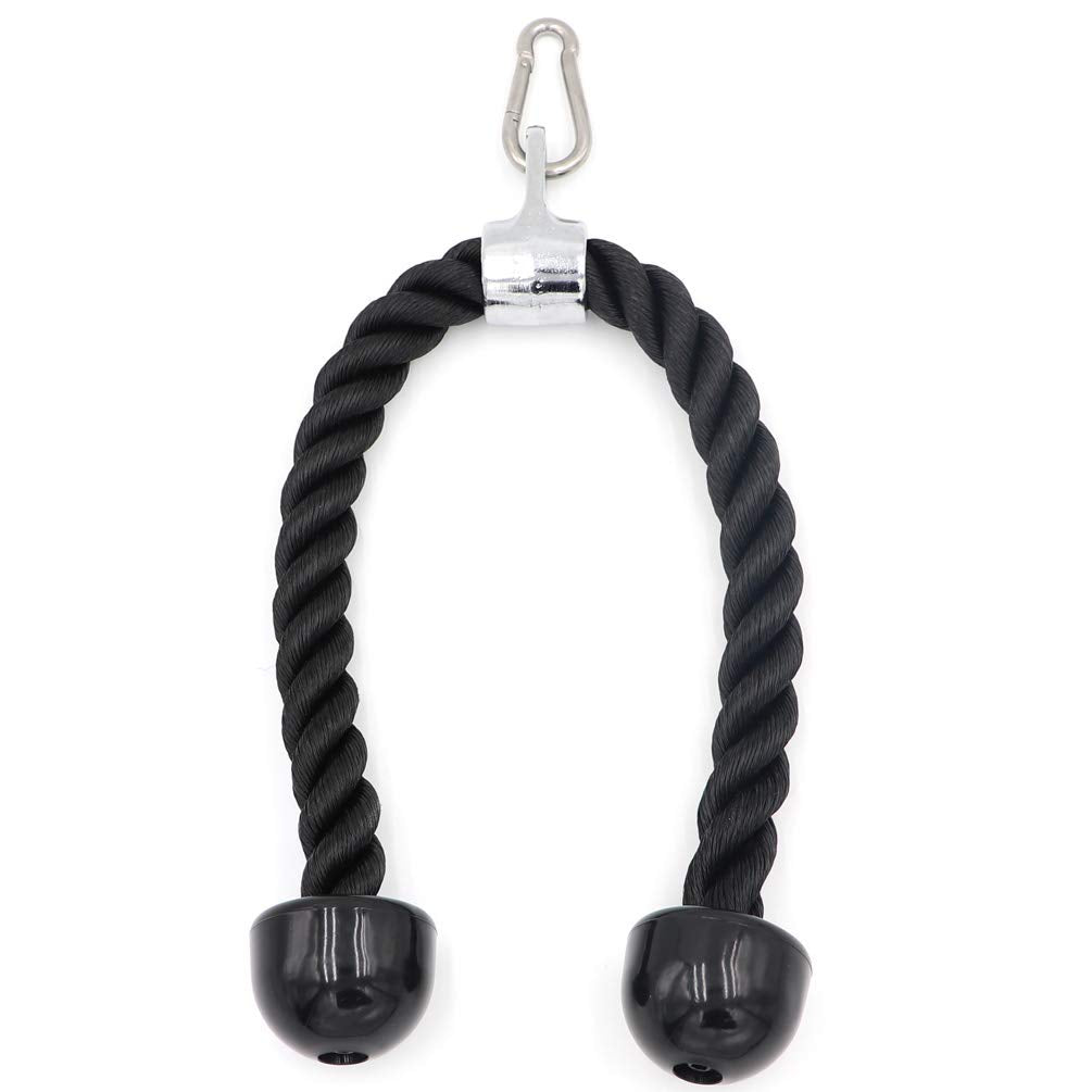 Greententljs Heavy Duty Triceps Rope  27 Inch Rope Length Nylon Tricep Rope Cable Attachment with Stainless Steel Spring Snap H