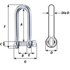 Wichard Captive Pin Long D Shackle - Diameter 5Mm - 3/16''