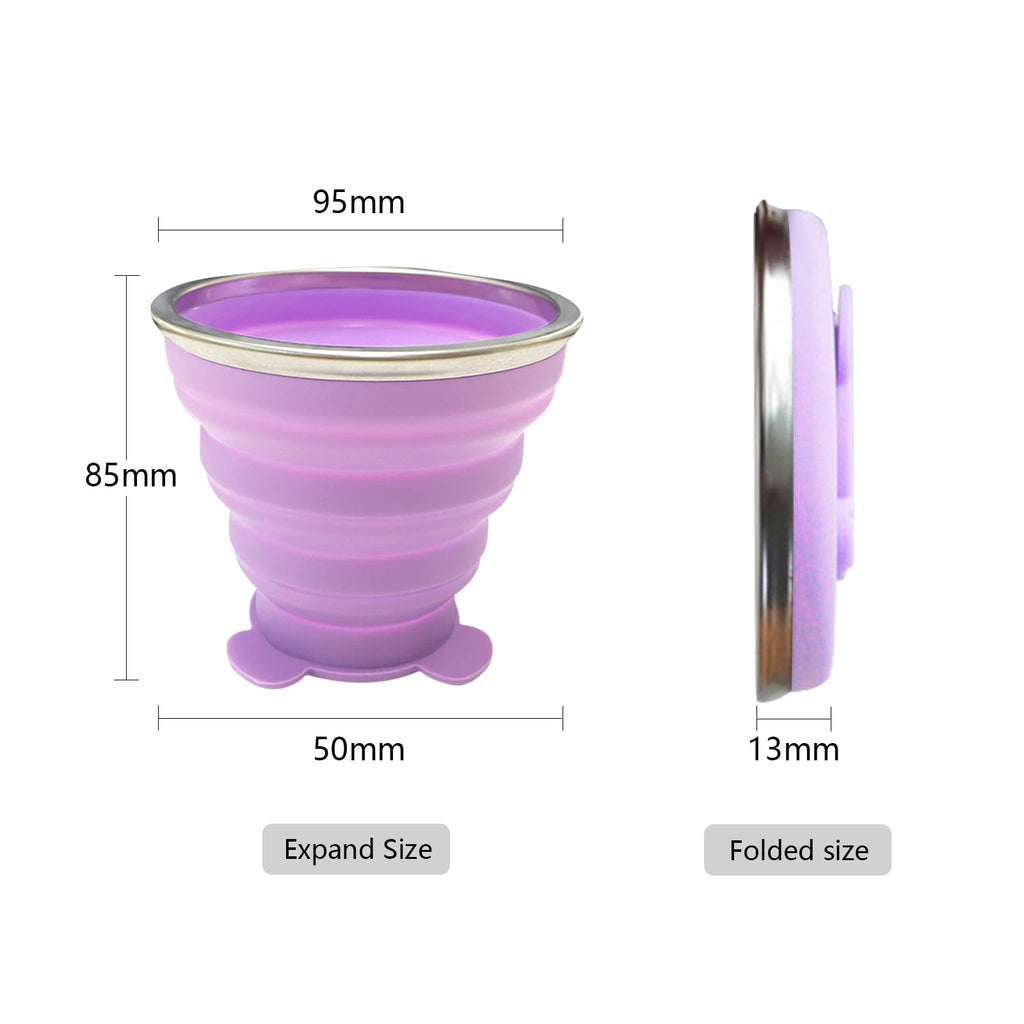 Nintora-C 180Ml+180Ml Collapsible Cup-Silicone Small Foldable-Expandable Folding Drinking-Reusable Portable Mugs Cups With Lids