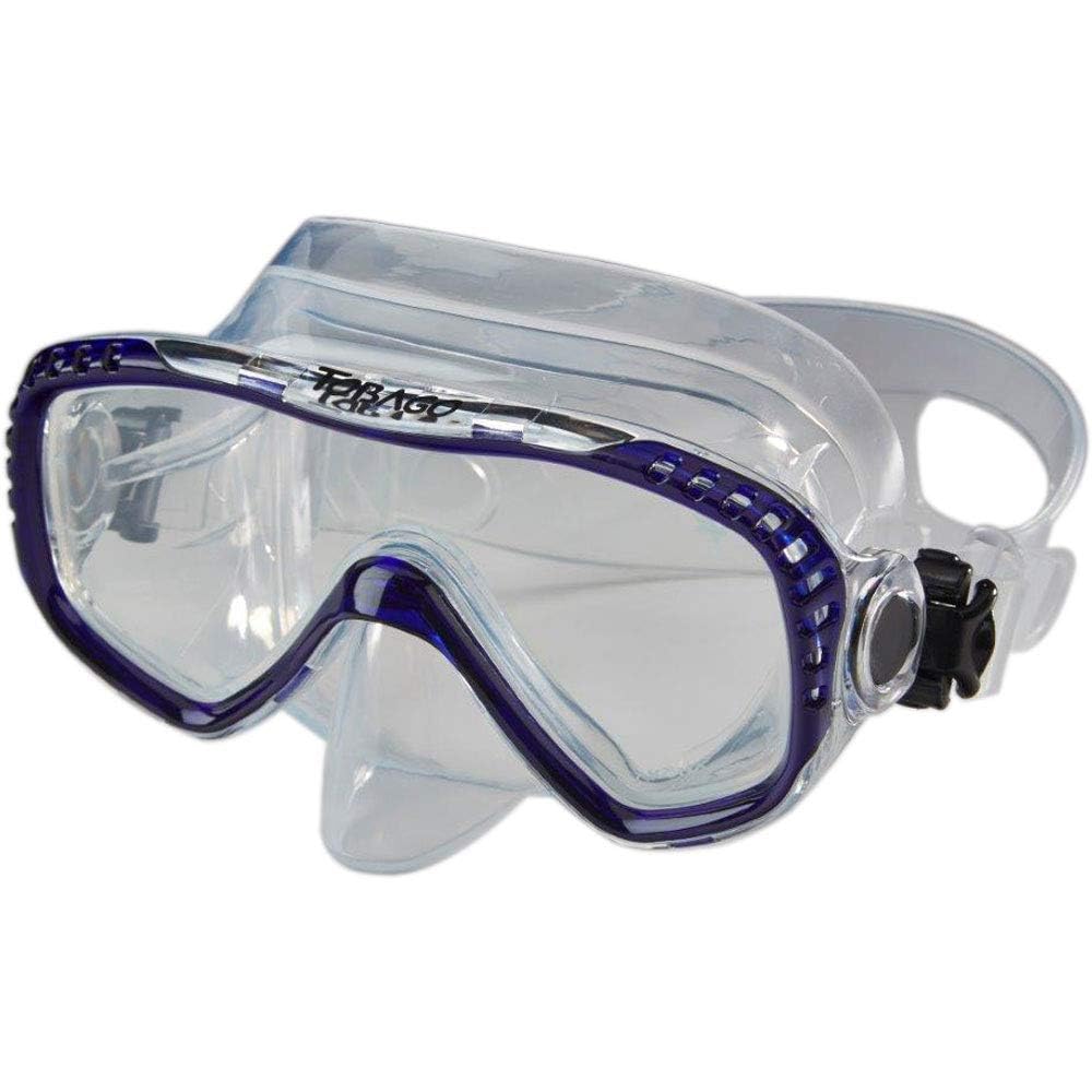 Akona Tobago Scuba And Snorkeling Dive Mask With Clear Silicone Skirt And Single Tempered Lens - Blue