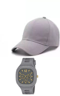 Selloria Acrylic Brand A Grey Adjustable Cap Whith Square Watch Unisex Cap Quick Drying Sun Hat For Summers Outdoor Activites Sp