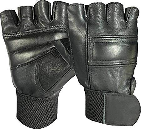 Alliedsales Sg55A Black Leather Gym And Fitness Gloves With Wrist Support