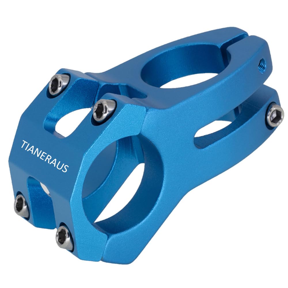 Tianeraus Bike Stem 45Mm Short Bicycle Stem Handlebar Riser Extender For Road Bike, Mountain Bike, Mtb, Bmx, Cycling (Blue)