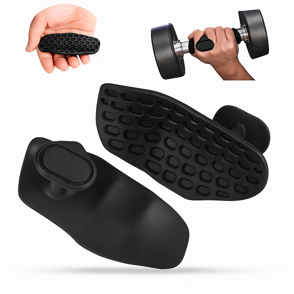 Senvox Gym Grip Pads For Weight Lifting | NonSlip Silicone Palm Grips For Barbells, Dumbbells & PullUps | AntiSweat Hand Prot