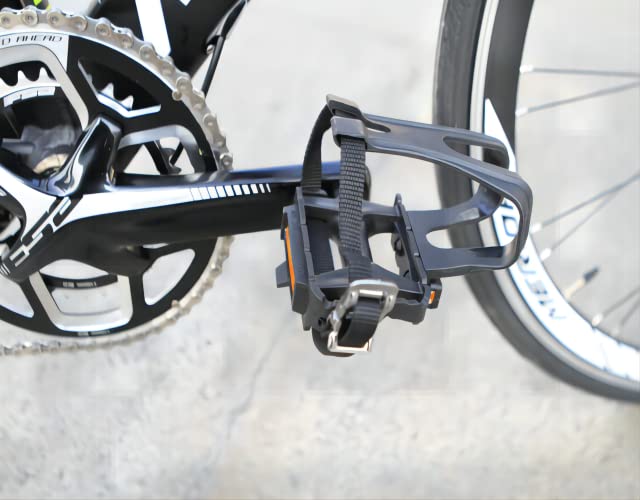 Newsty Bike Pedals With Toe Cages And Straps - Bicycle Toe Clips Cage Compatible With Peloton Bike Spin Bike For Regular Shoes I