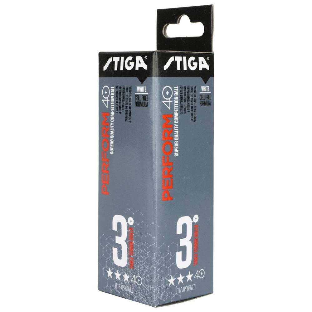 Stiga Unisexs White Perform 3-Star Abs 3-Pack, One Size
