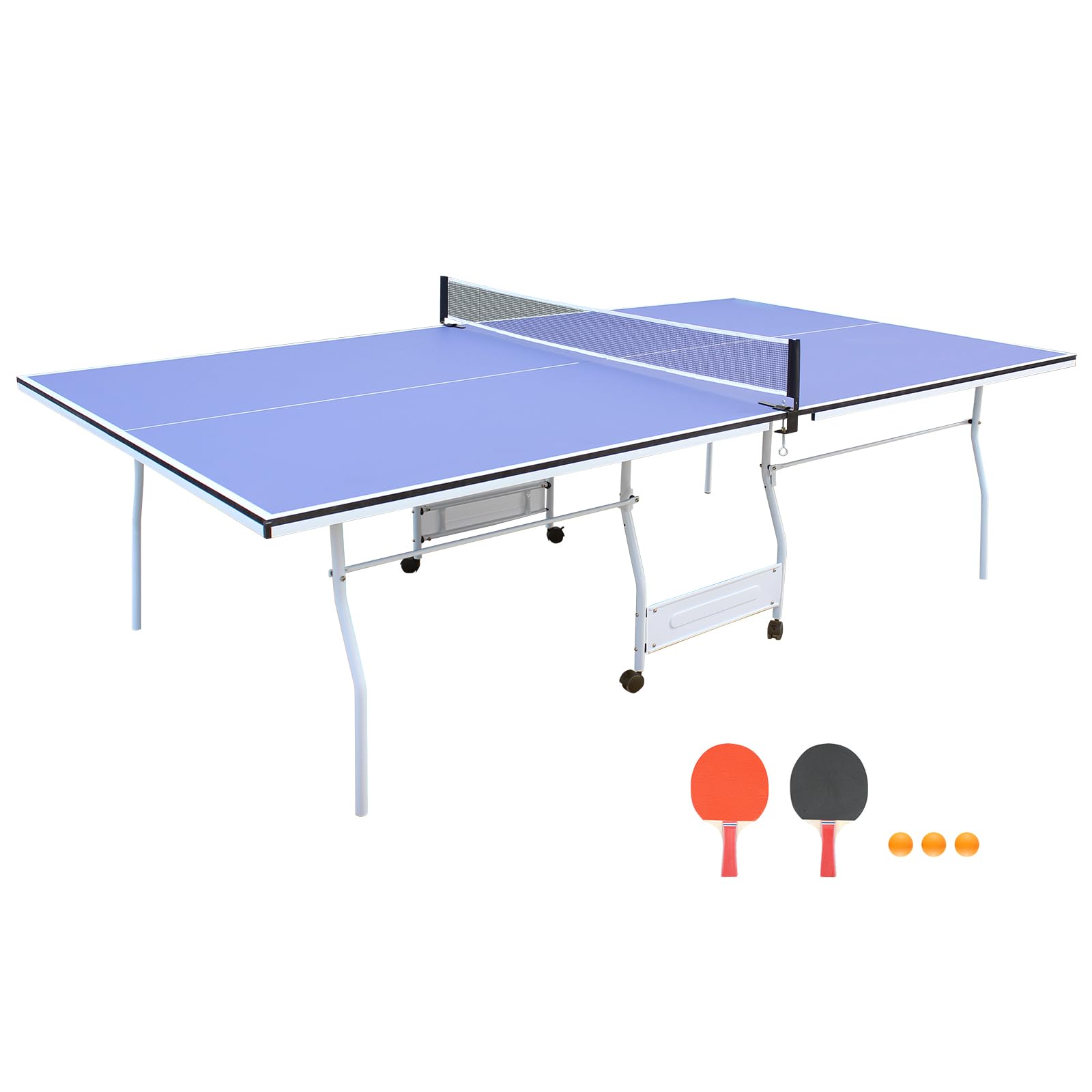 Medium Table Tennis Table Foldable & Playable Table Tennis Table Set for Indoor & Outdoor Use with Mutel Line, 2 Table Tennis Ba