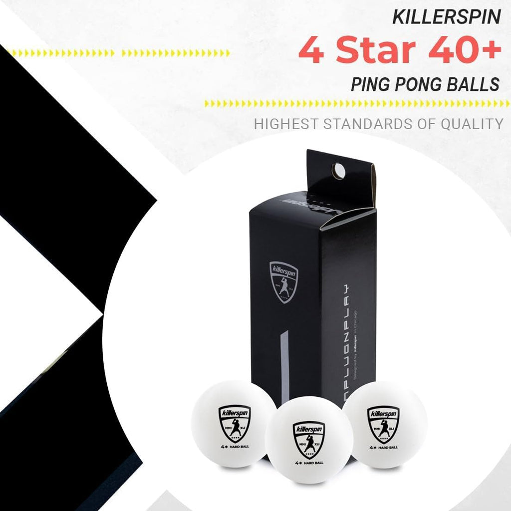 Killerspin 4-Star 40+ White Ping Pong Balls - New Standard Abs Plastic 40Mm Table Tennis Balls - Competition Balls For Tournamen