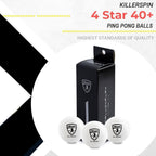 Killerspin 4-Star 40+ White Ping Pong Balls - New Standard Abs Plastic 40Mm Table Tennis Balls - Competition Balls For Tournamen