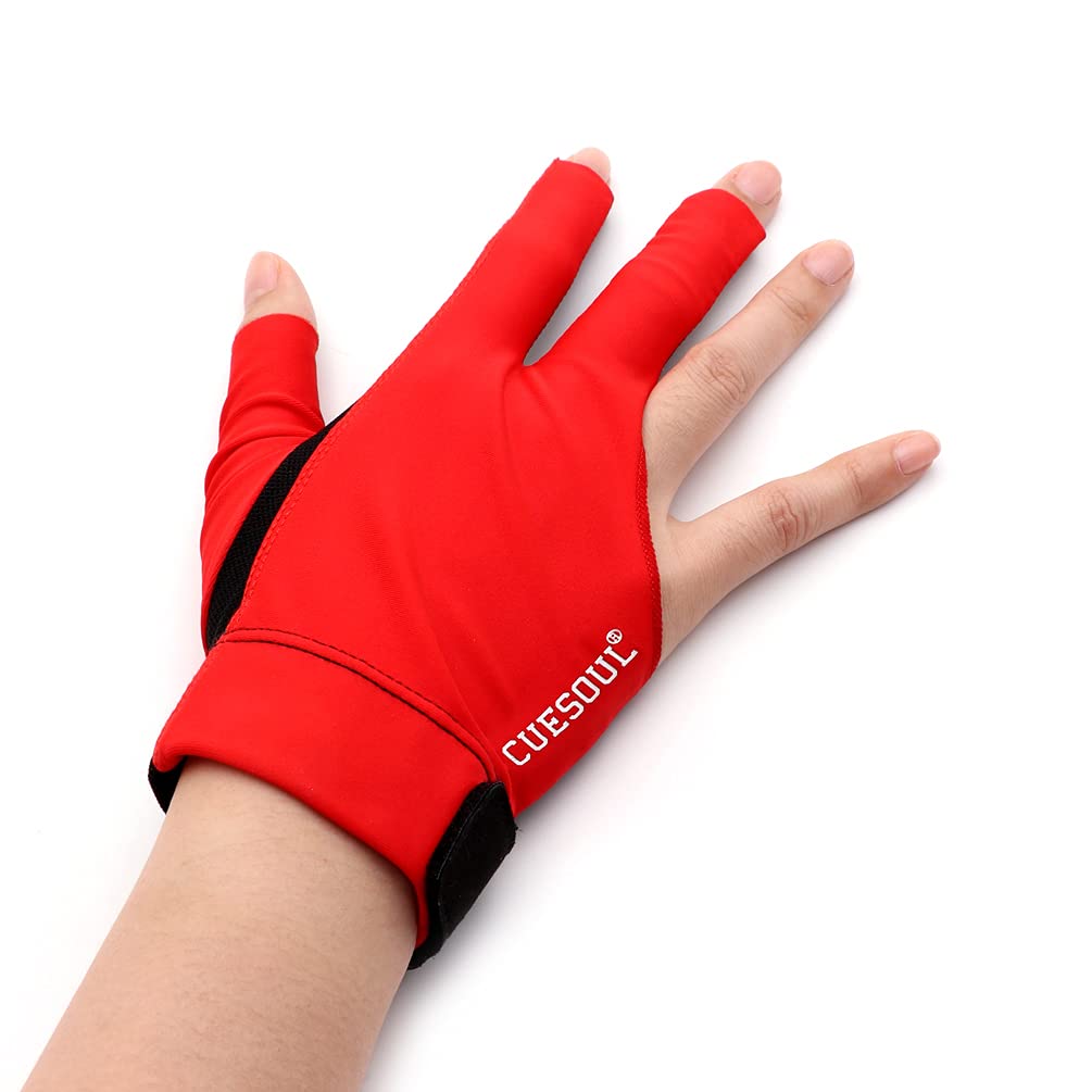 Cuesoul Professional Billiard Gloves Red-Wear On Right Hand Size M