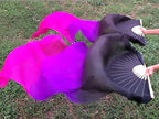 Kikigoal 1 Pair(Leftright) Women Real Silk Belly Dance Fan Veil, Length 180Cm Width 90Cm (Gradual Pink)