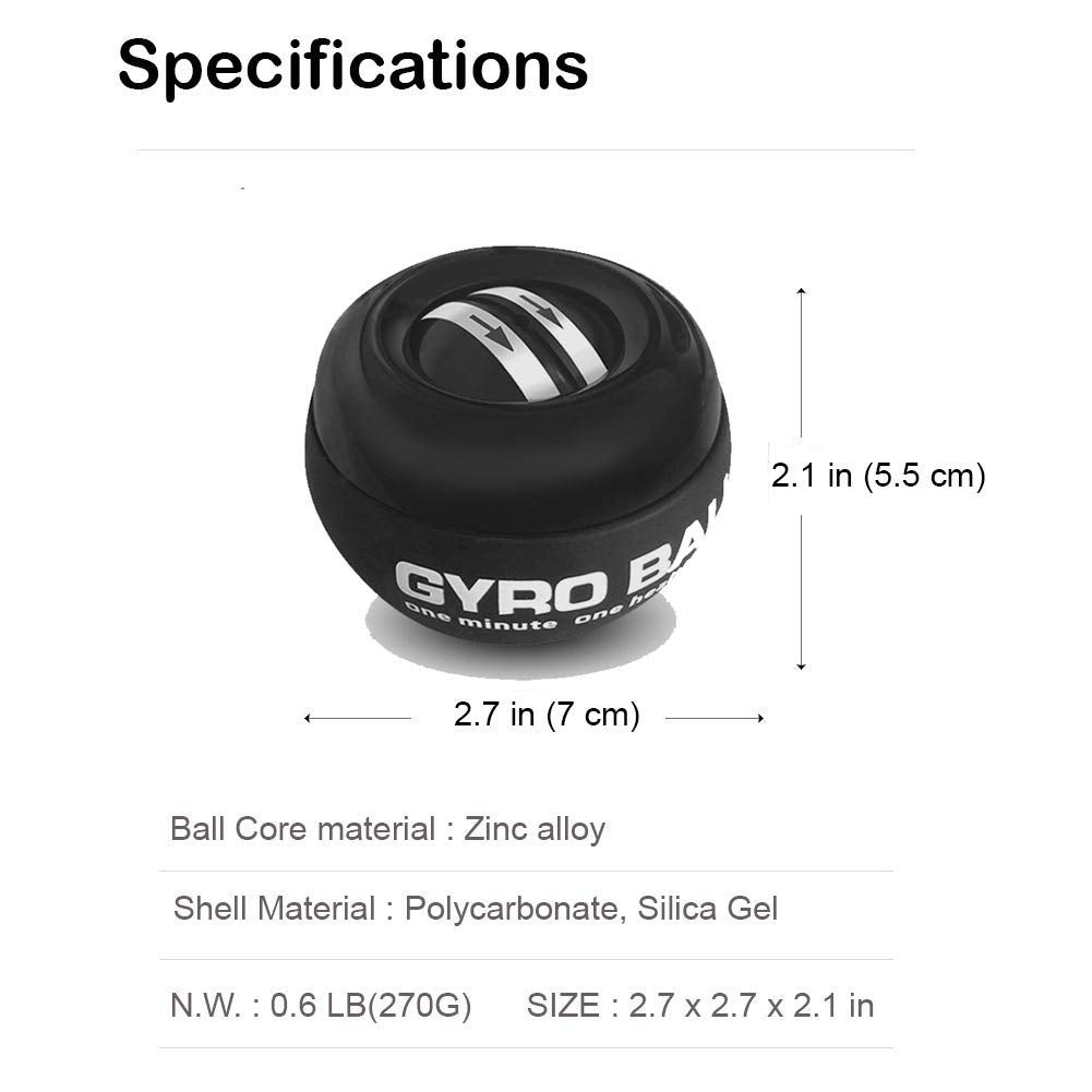 Gozato Wrist Trainer Ball Auto-Start Excerises Arm Strengthener Essential Gyroscopic Wrist And Forearm Exerciser Wrist Ball For