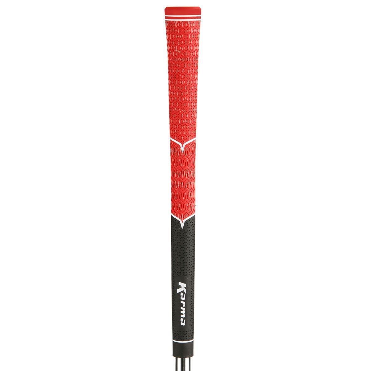 Karma V-Cord Half Cord Golf Grip Set, 13 Black/Red Standard Size Corded Rubber Replacement Golf Grips For Men, Hybrid Comfort, E