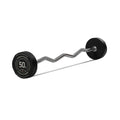 Titan Fitness 50 Lb Rubber Ez Curl Fixed Barbell, Pre-Loaded Weight Bar For Strength Training & Weightlifting